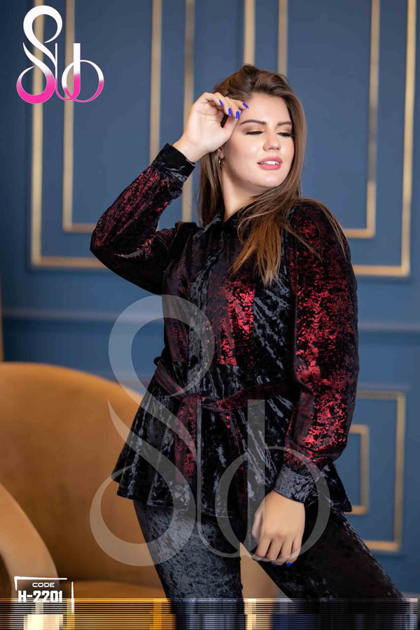 A Shiny Velvet 2 Piece Pijama Set